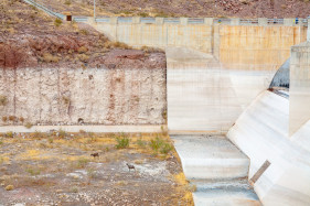 Two deer in the bottom of an overflow channel at the Hoover Dam, Nevada, United States