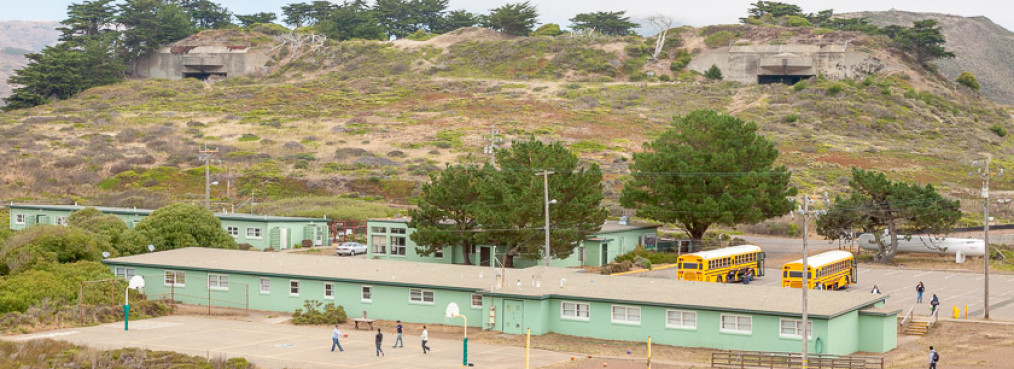 YMCA and military bunkers, Fort Barry, Golden Gate National Recreation Area, Sausalito, California, United States