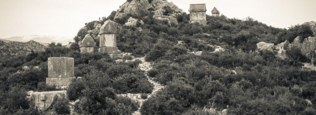 Lycian rock tombs, Kaleköy, Üçağız (Teimiussa), Antalya Province, Turkey