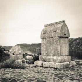 Lycian rock tombs, Kaleköy, Üçağız (Teimiussa), Antalya Province, Turkey