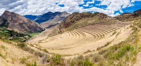 Inca terraces at Pisac ruins, Pisac, Peru, South America