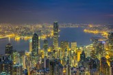 Skyscrapers in central Hong Kong seen from Victoria Peak at night