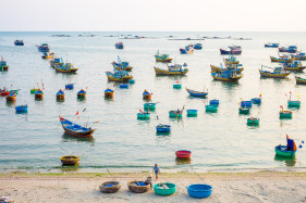 Fishing boats in harbor at Mũi Né, Phan Thiết, Bình Thuận Province, Vietnam