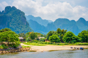 Nam Song River and Karst landscape in Vang Vieng, Vientiane Province, Laos