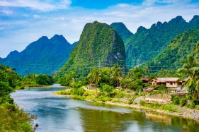 Village of Pha Tang on the Nam Song River, Vientiane Province, Laos