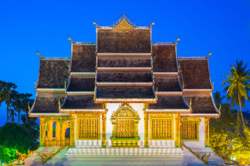 Haw Pha Bang temple at night, Louangphabang Province, Laos