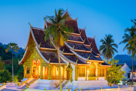 Haw Pha Bang temple at night, Luang Prabang, Louangphabang Province, Laos