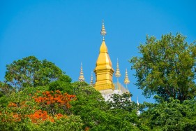 Golden stupa on Mount Phousi (Mount Phu Si), Luang Prabang, Louangphabang Province, Laos
